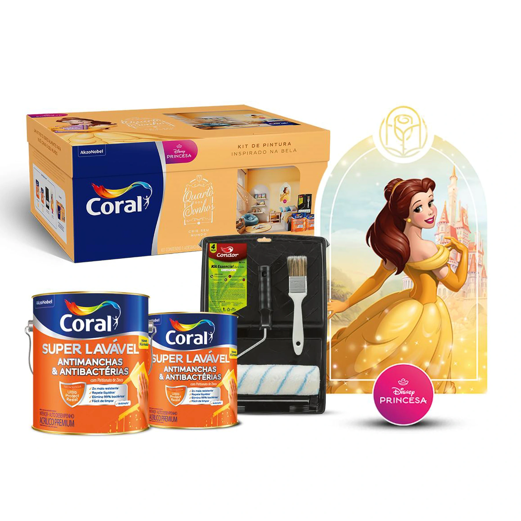 Kit De Pintura Princesa da Disney Bela 4,4L Coral