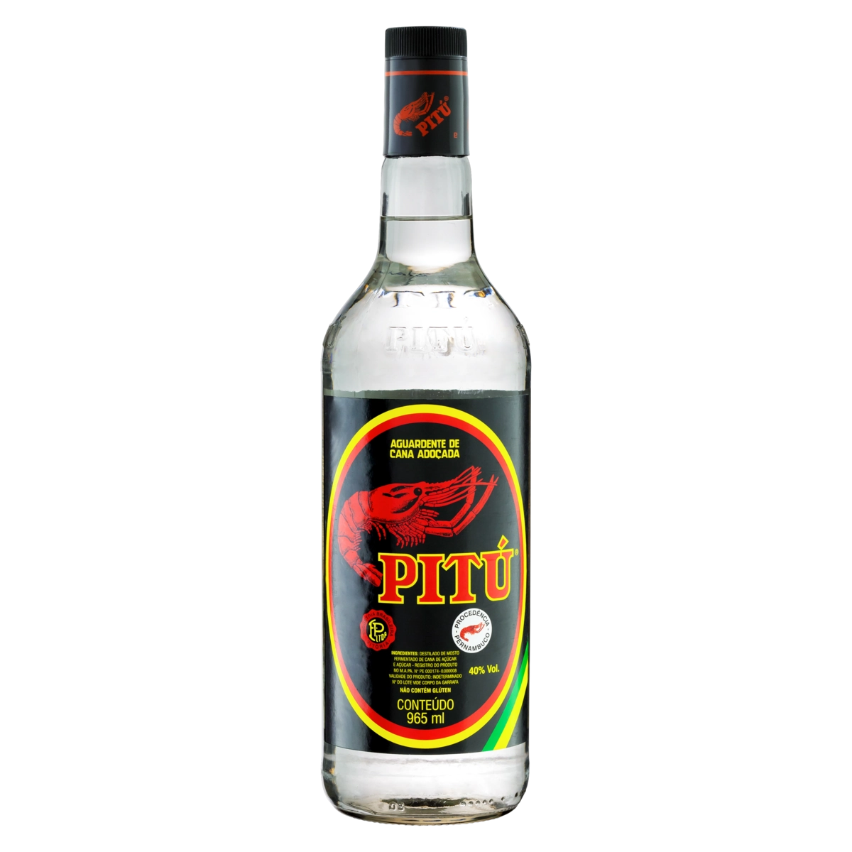 Aguardente De Cana Adoçada Pitú Garrafa 965ml