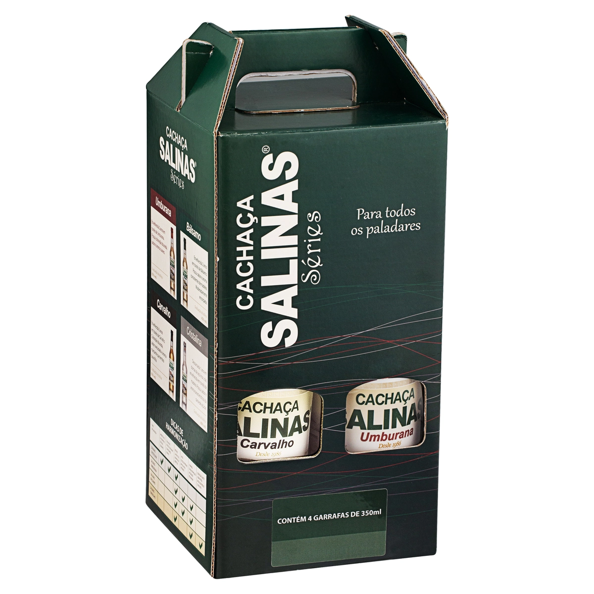 Kit Cachaça Umburana Bálsamo Carvalho Cristalina Salinas Séries 4 Unidades 350ml Cada
