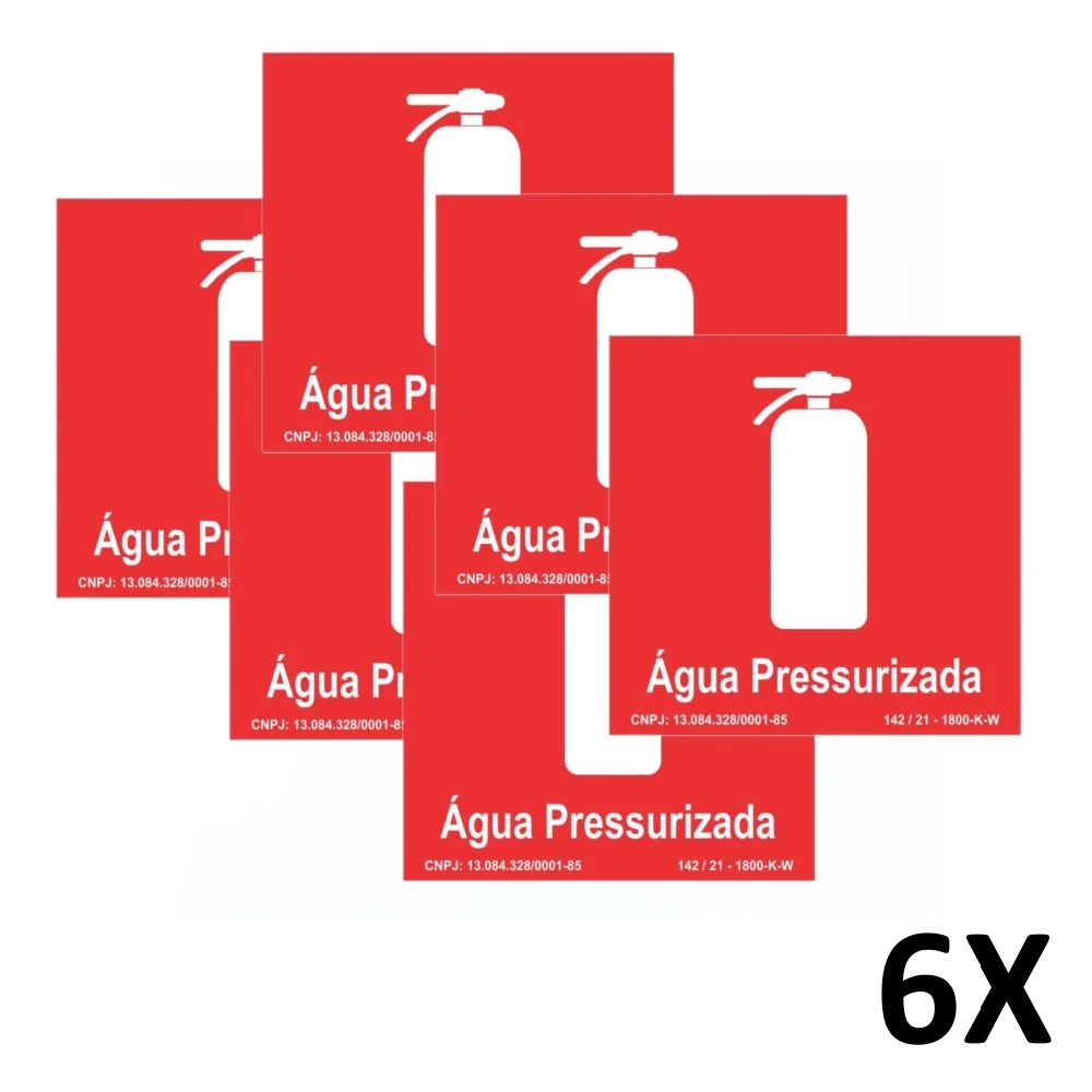Kit 6 Placa De Aviso Sinalização Água Pressurizada 20cmx20cm