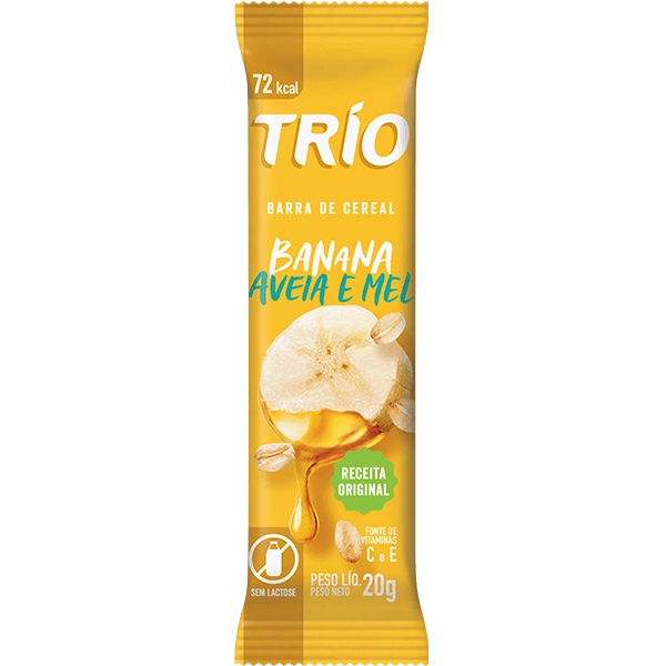 Barra De Cereal Banana, Aveia E Mel Zero Lactose Trio Pacote 20g