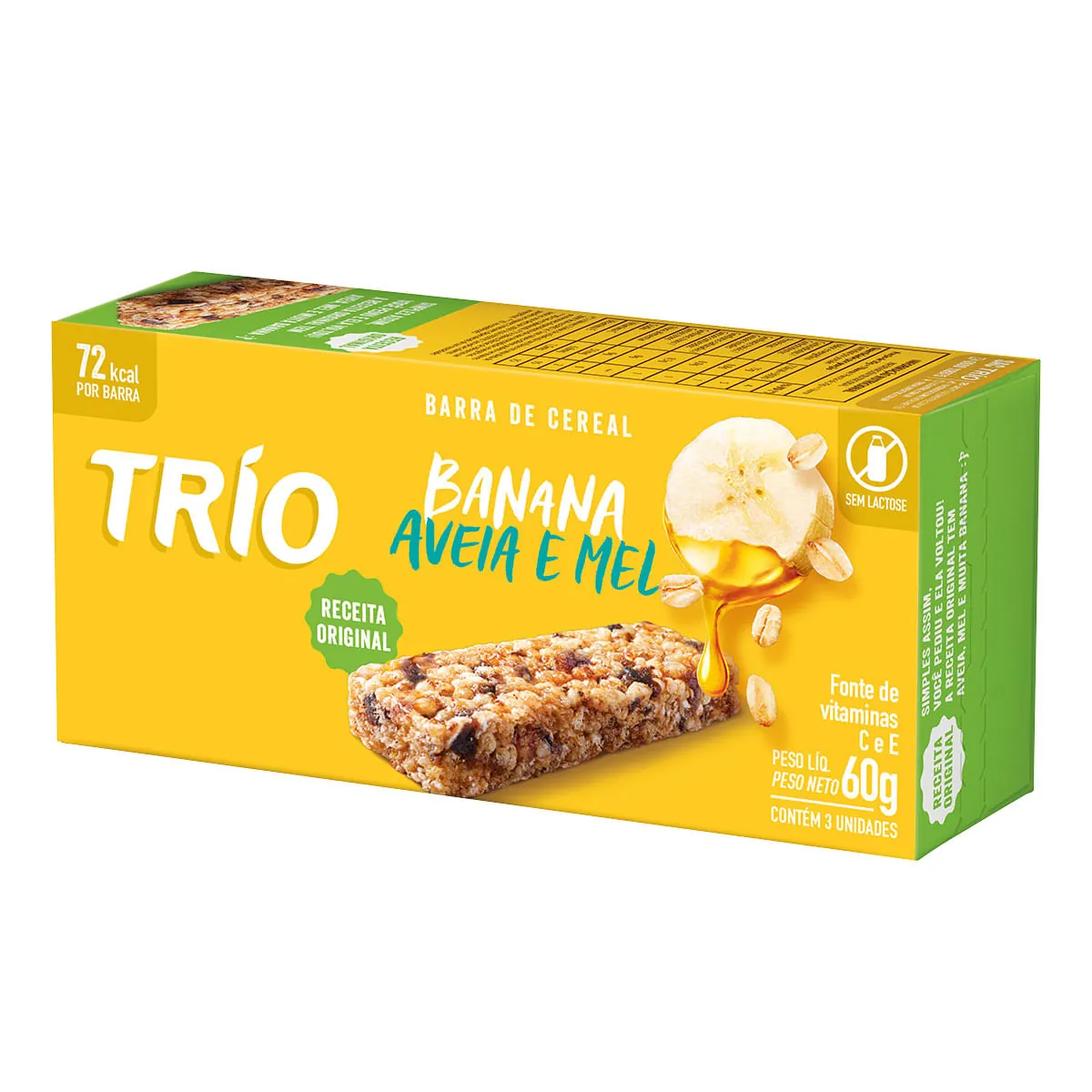 Barra De Cereal Trio Banana, Aveia E Mel Light 3unidade X