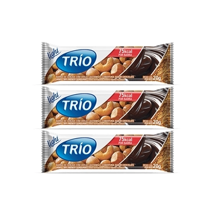 Barra De Cereal Trio Avelã E Castanha Com Chocolate Light 24unidade X