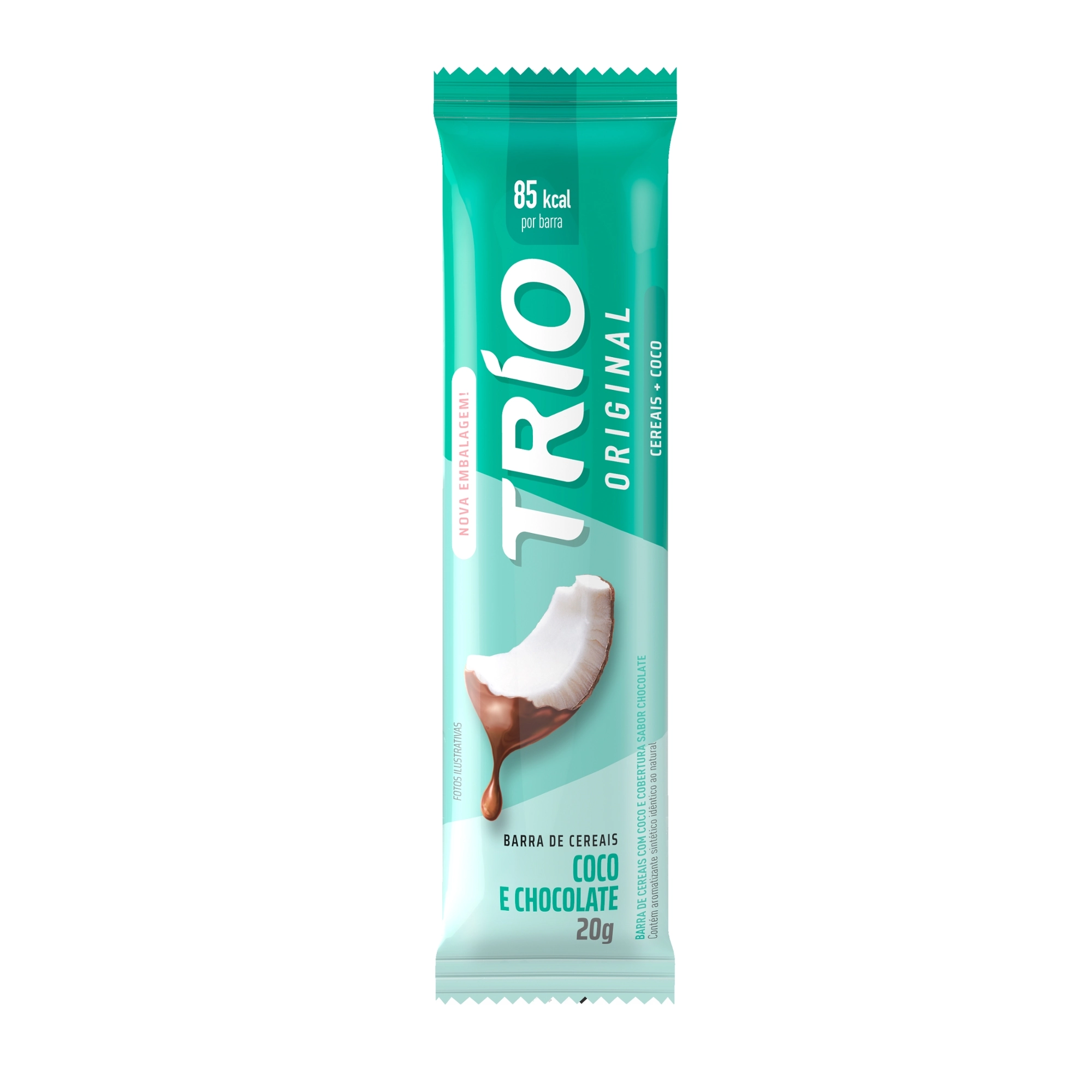 Barra De Cereal Coco Cobertura Chocolate Trio Pacote 20g