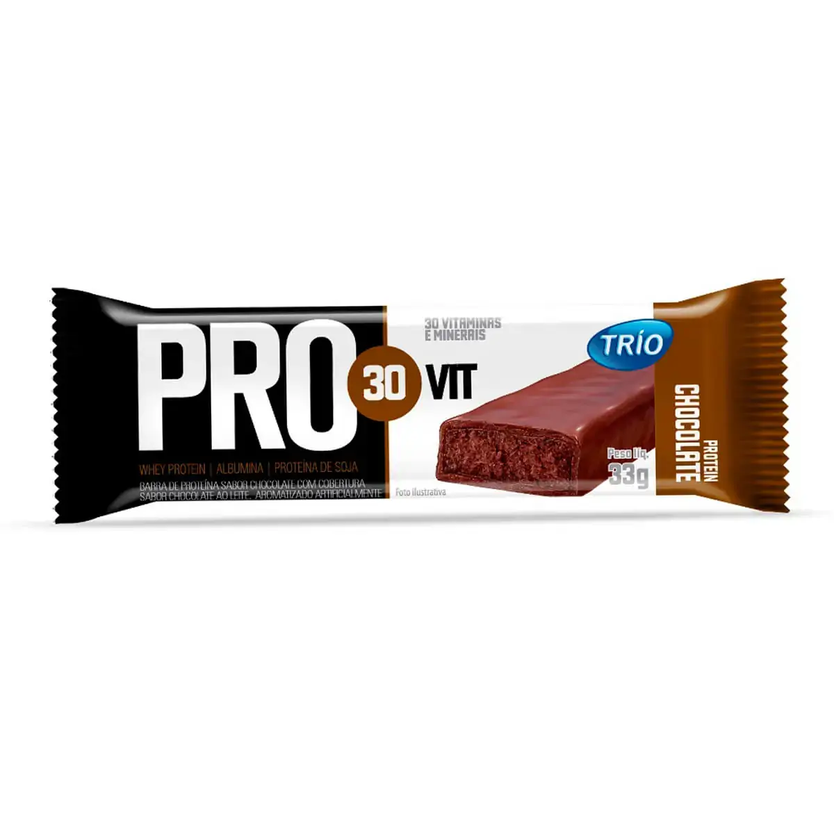 Barra De Proteína Fondue De Chocolate Cobertura Chocolate Ao Leite Trío Protein Pacote 33g