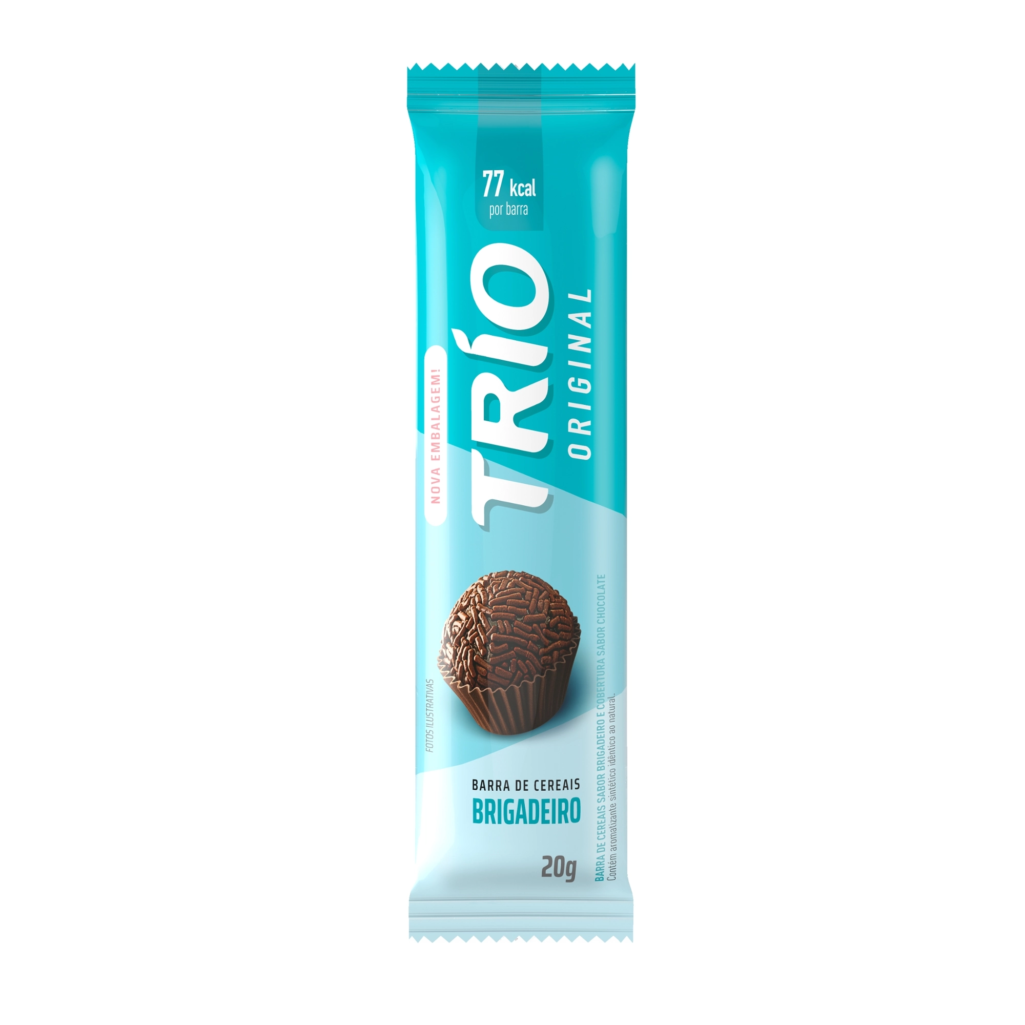 Barra De Cereal Brigadeiro Cobertura Chocolate Trio Pacote 20g