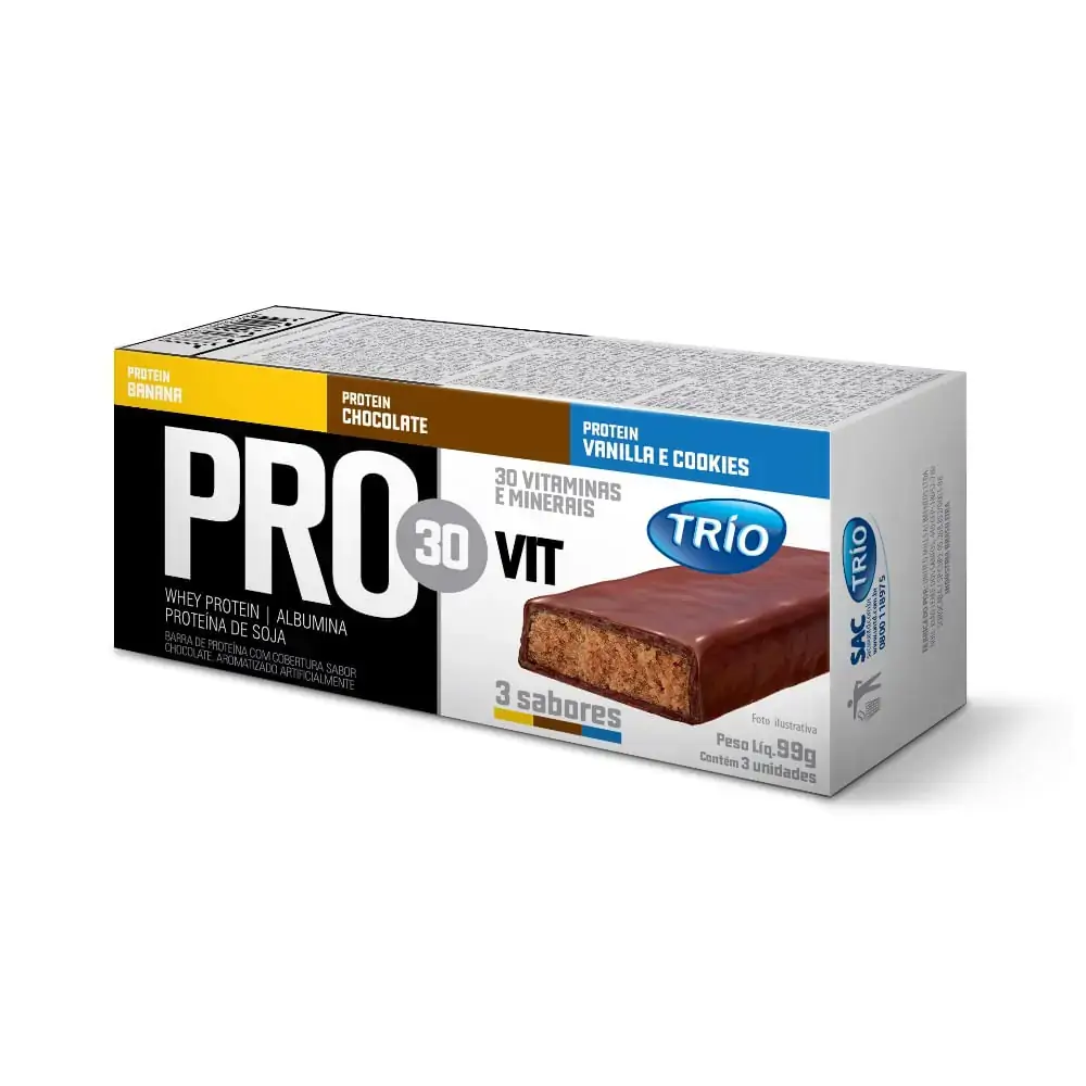 Barra De Proteína De Amendoim Com Cobertura De Chocolate Trio Caixa Com 3 Unidades