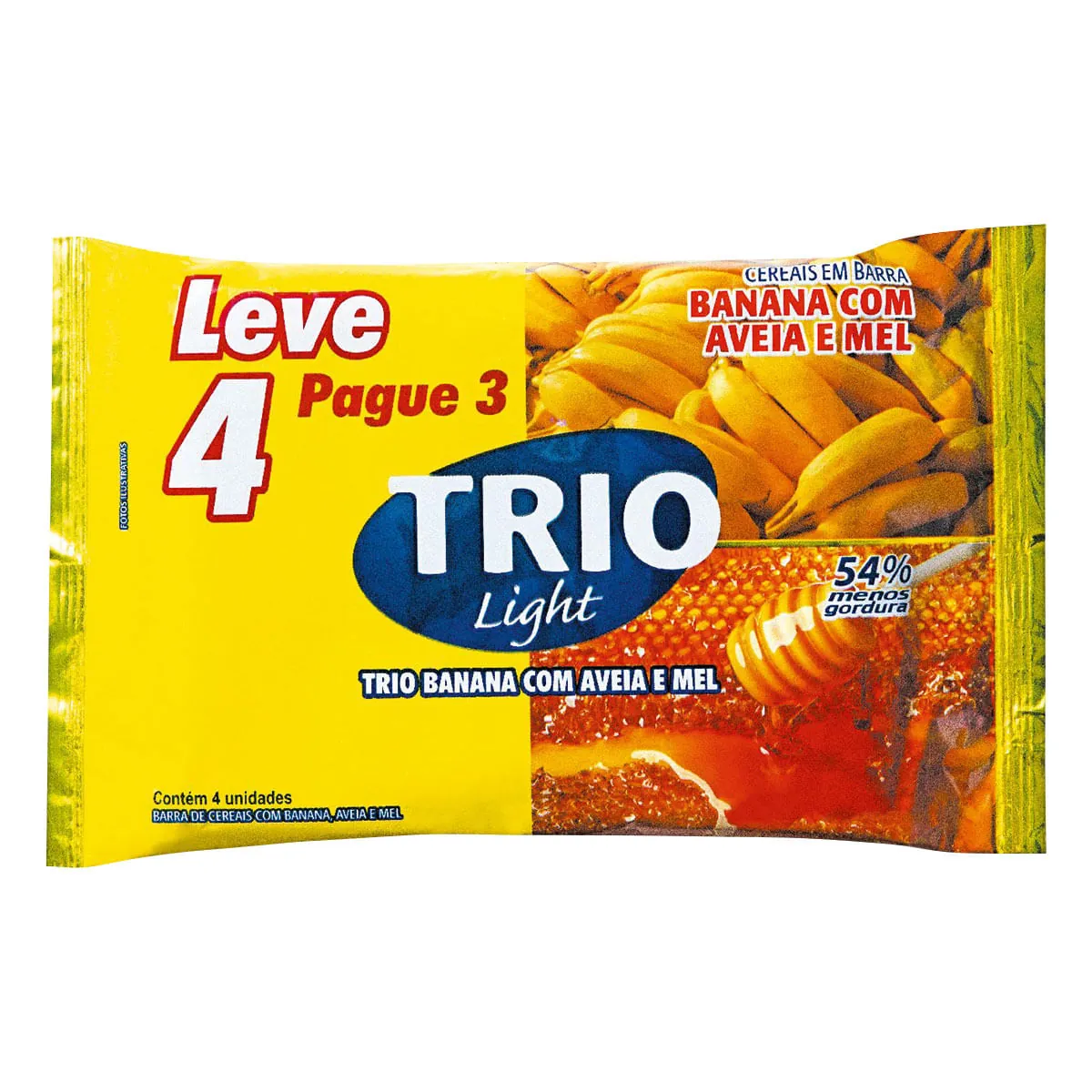 Barra de Cereal Sabor Banana, Aveia e Mel Light Trio 4 Unidades