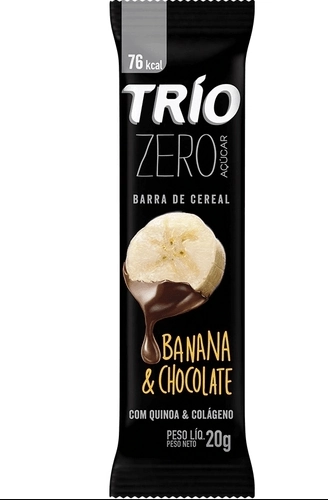 Barra De Cereal Banana Cobertura Chocolate Zero Açúcar Trio Pacote 18g