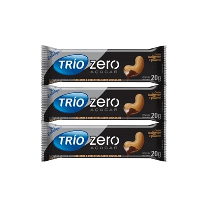 Barra De Cereal Trio Castanha Com Chocolate Zero Açúcar 3unidade X