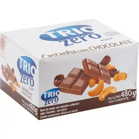 Barra De Cereal Trio Zero Açúcar Castanha E Chocolate