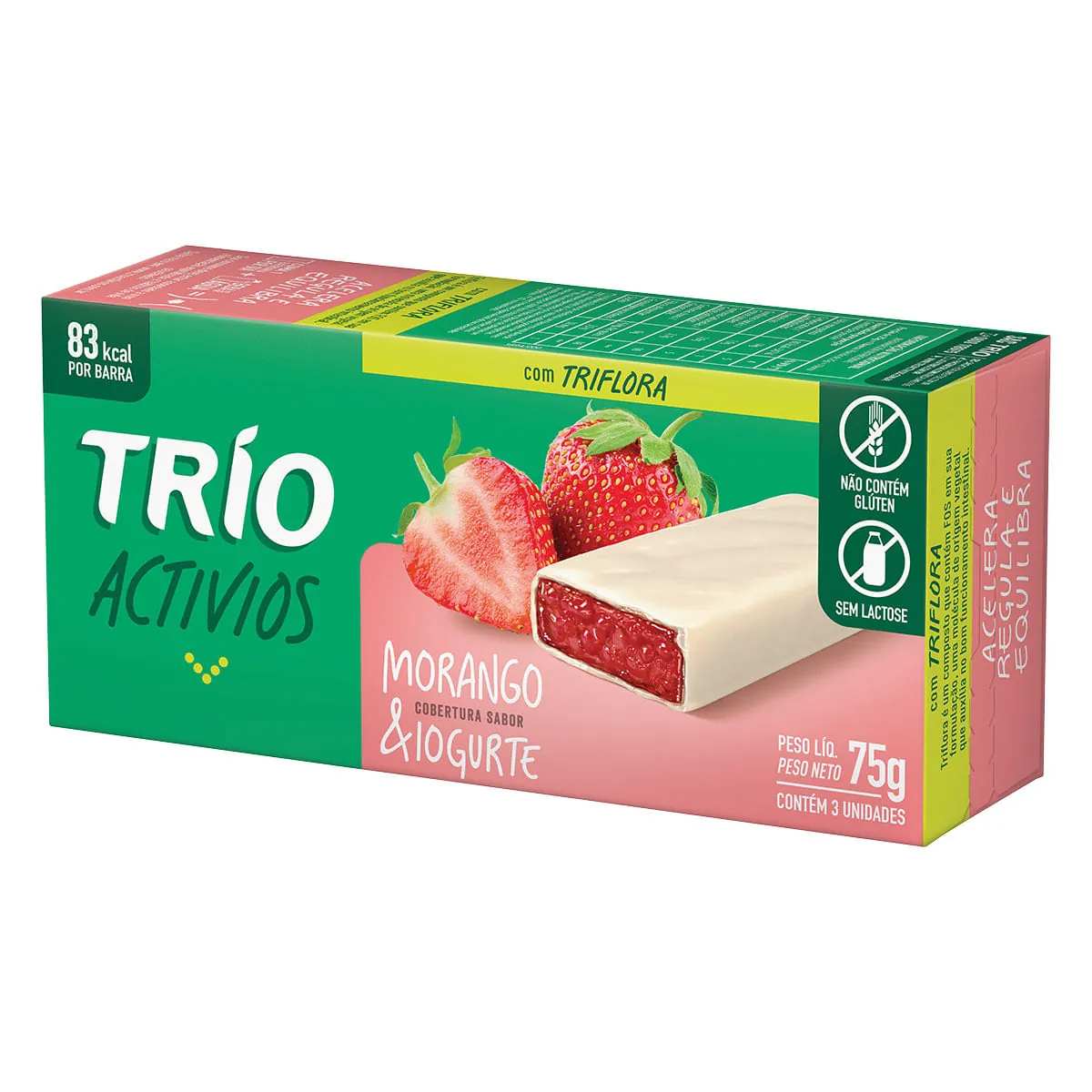 Barra de Fruta Morango com Iogurte Trio Activios 3 Unidades