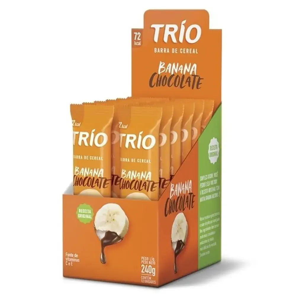 Barra De Cereal Trio Com 12 Unid Banana Com Chocolate