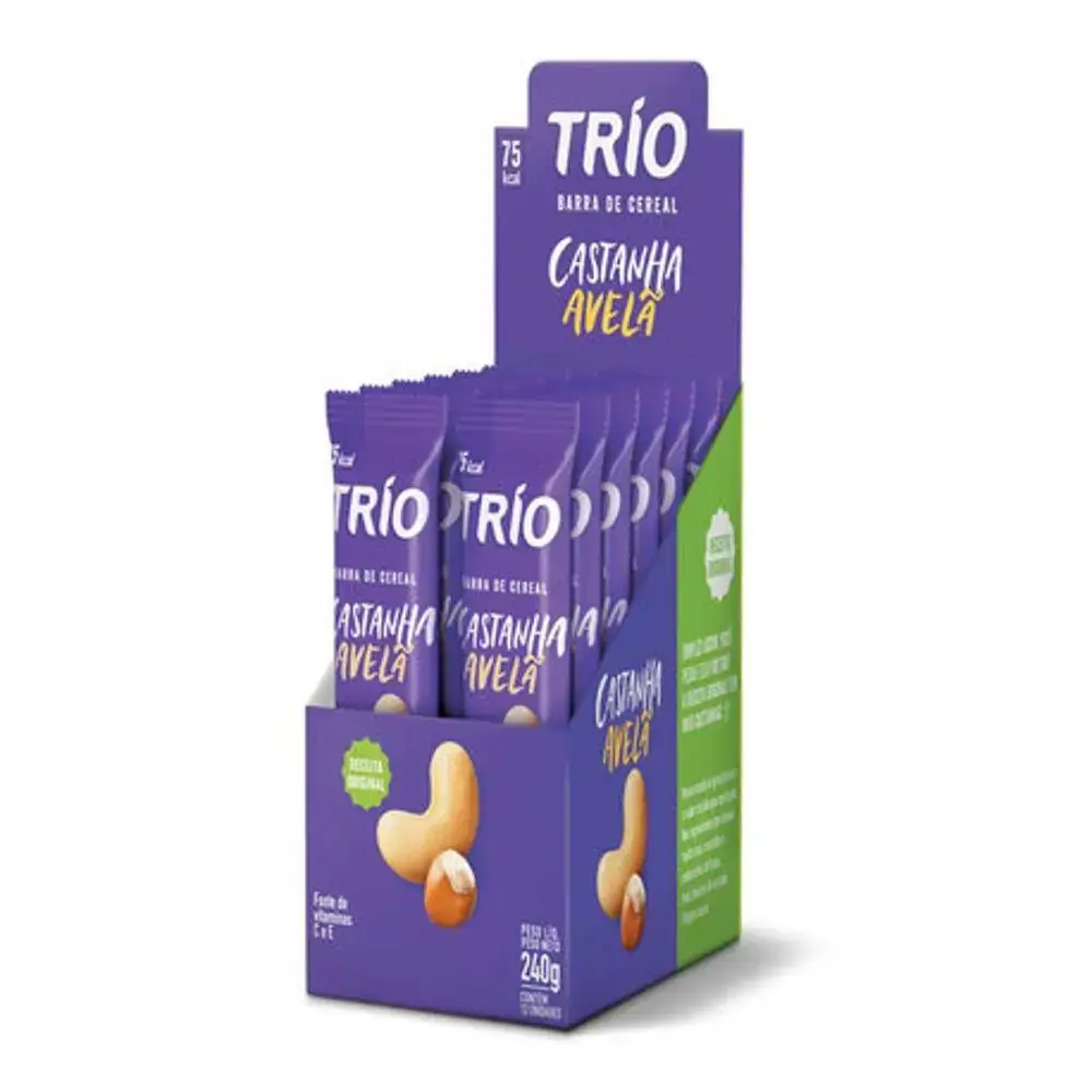 Trio Barra De Cereal Castanha, Avelã Cx12 United Mills Mega Rio