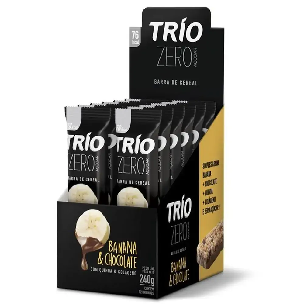 Barra De Cereal Trio Zero Açúcar Com 12 Unid Banana Com