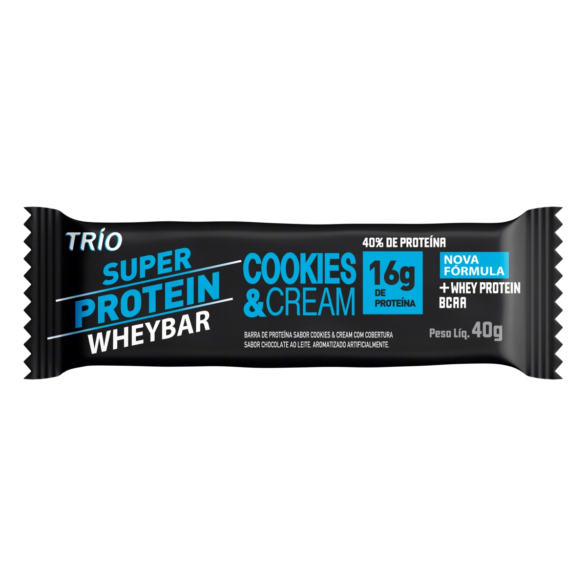 Barra De Proteína Cookies Cobertura Chocolate Ao Leite Trío Protein Crisp Pacote 40g