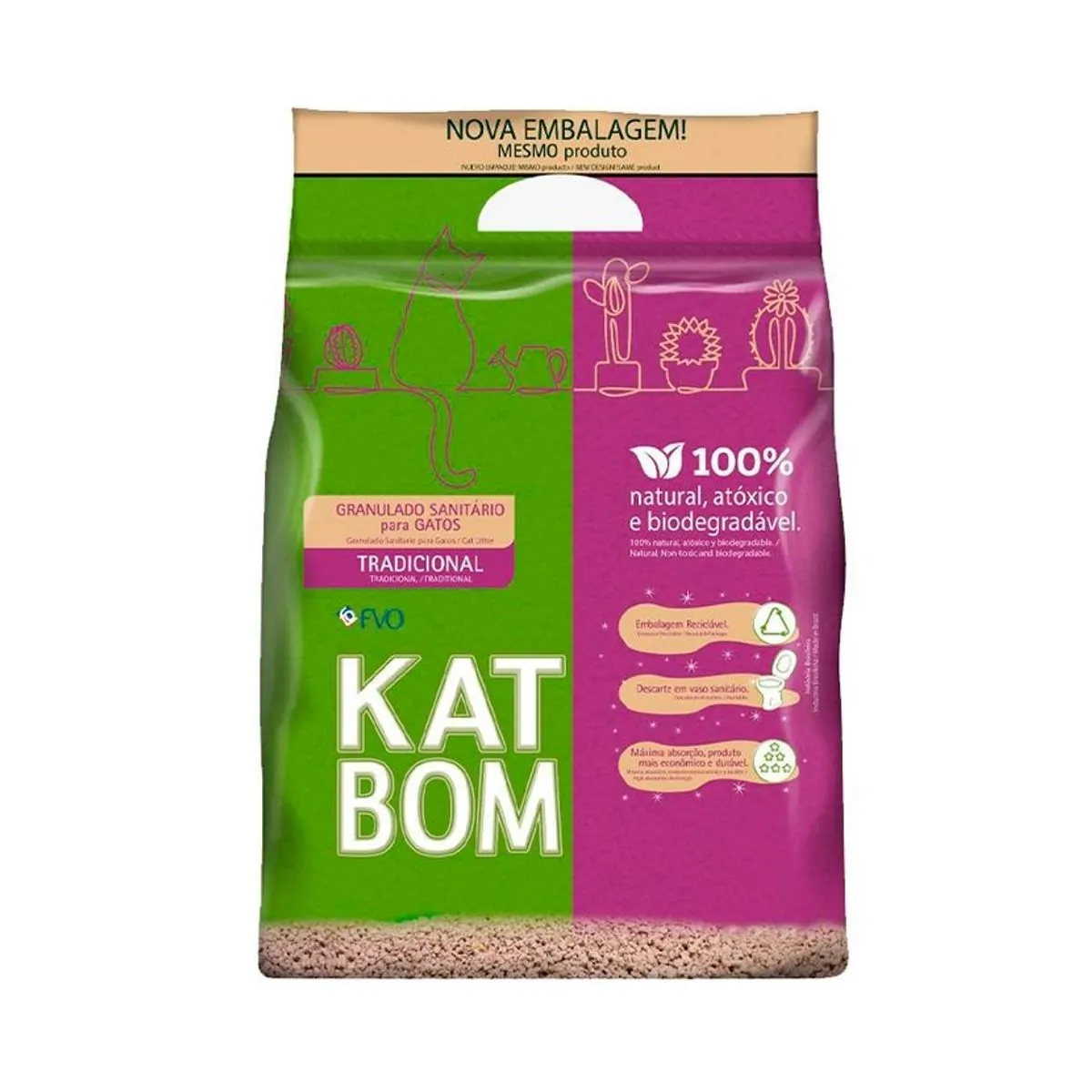 Granulado Sanitário KAT BOM Para Gatos 3kg