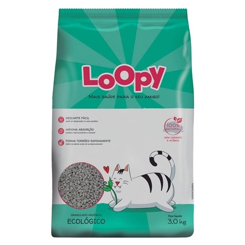 Areia Sanitaria P Gatos Loopy 3kg Granulado