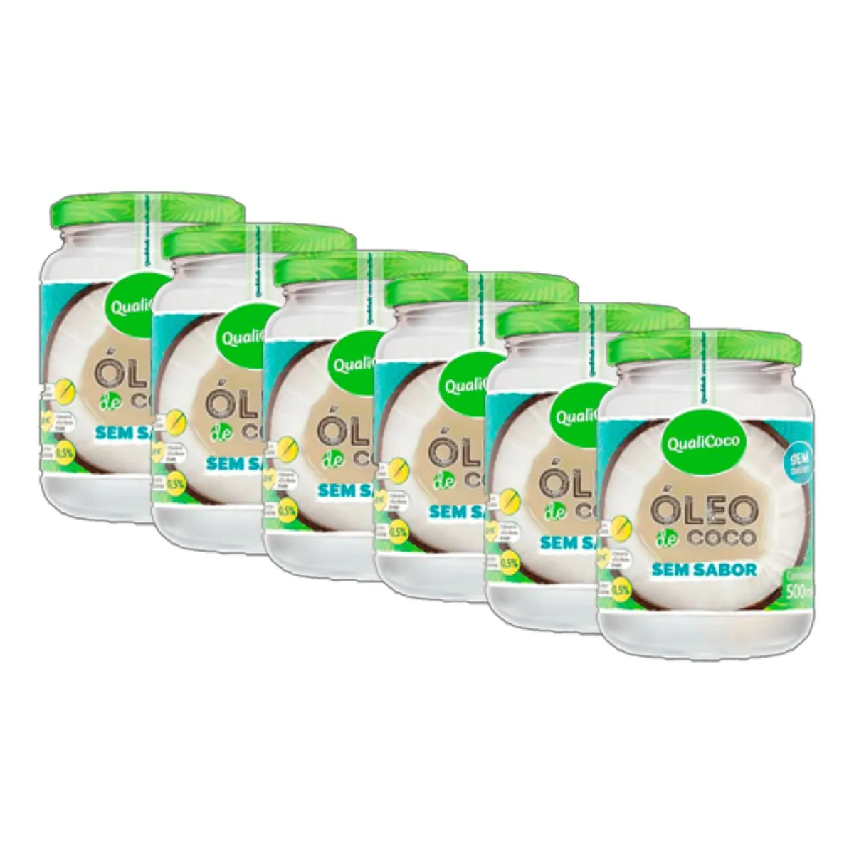 Kit 6X: Óleo de Coco Sem Sabor Qualicoco 500ml