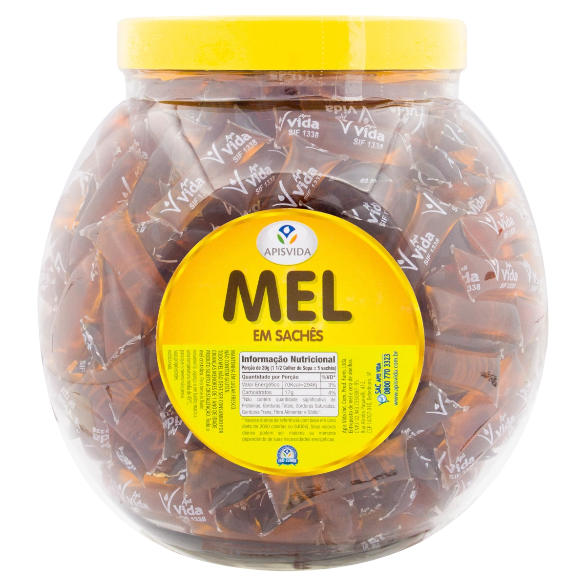 Mel Em Sachê Apis Vida Pote 450 Unidades