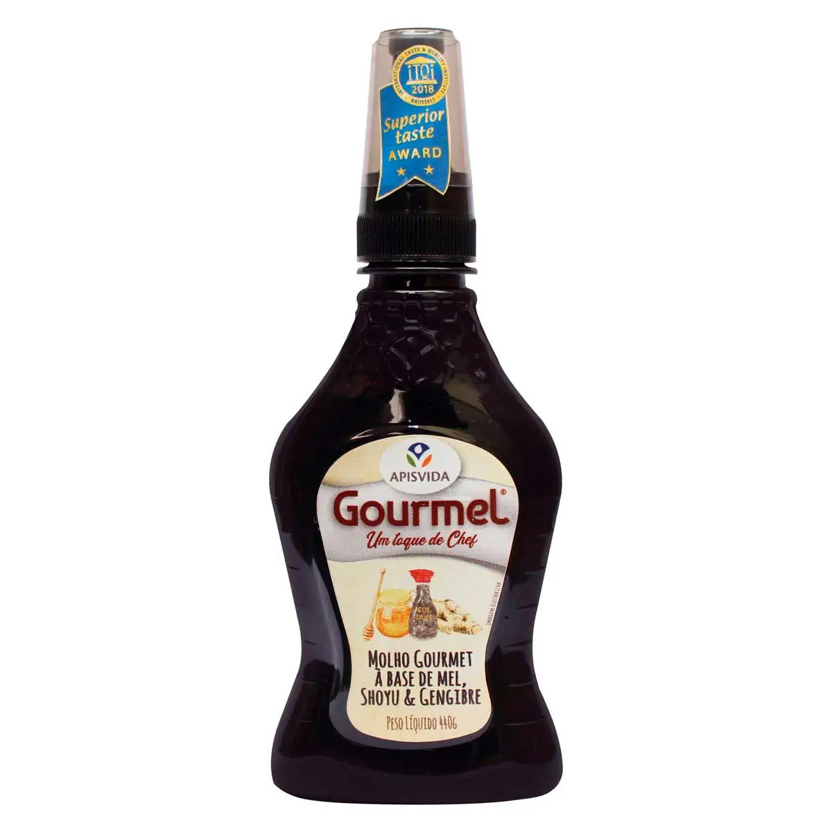 Molho Gourmet à Base de Mel, Shoyu & Gengibre Apisvida Gourmel Squeeze 440 g