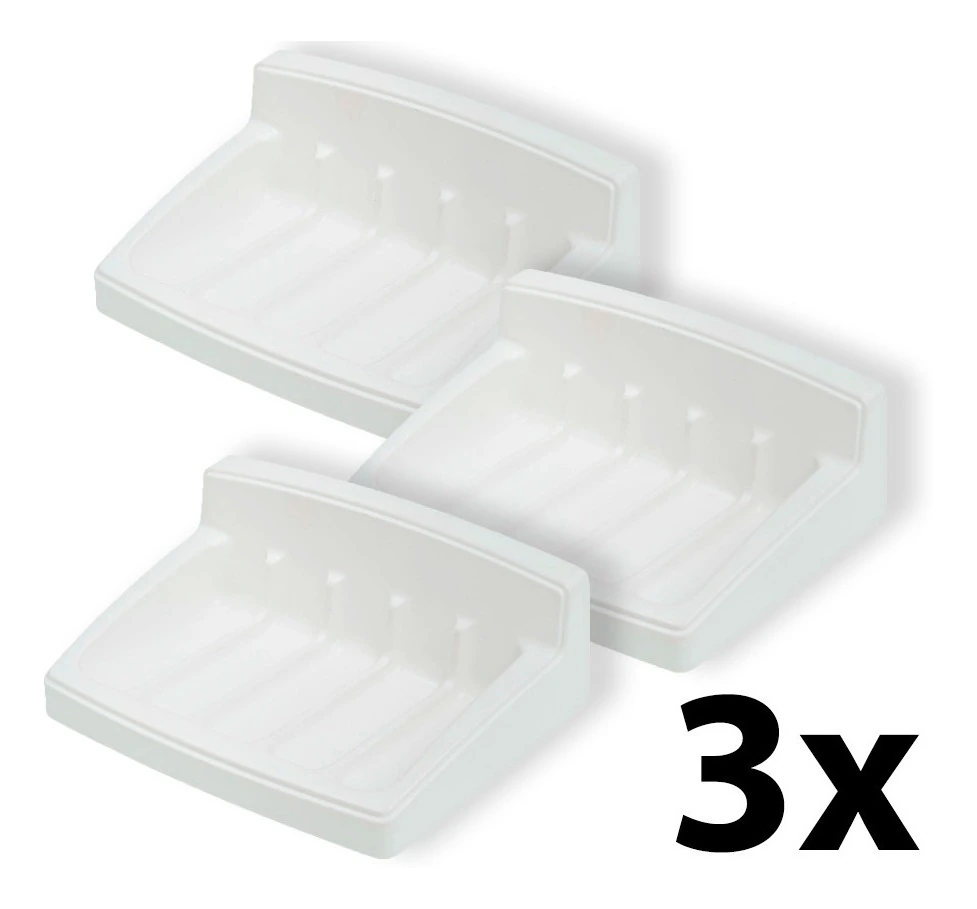 Kit 3 Saboneteira Plástica De Parede Astra