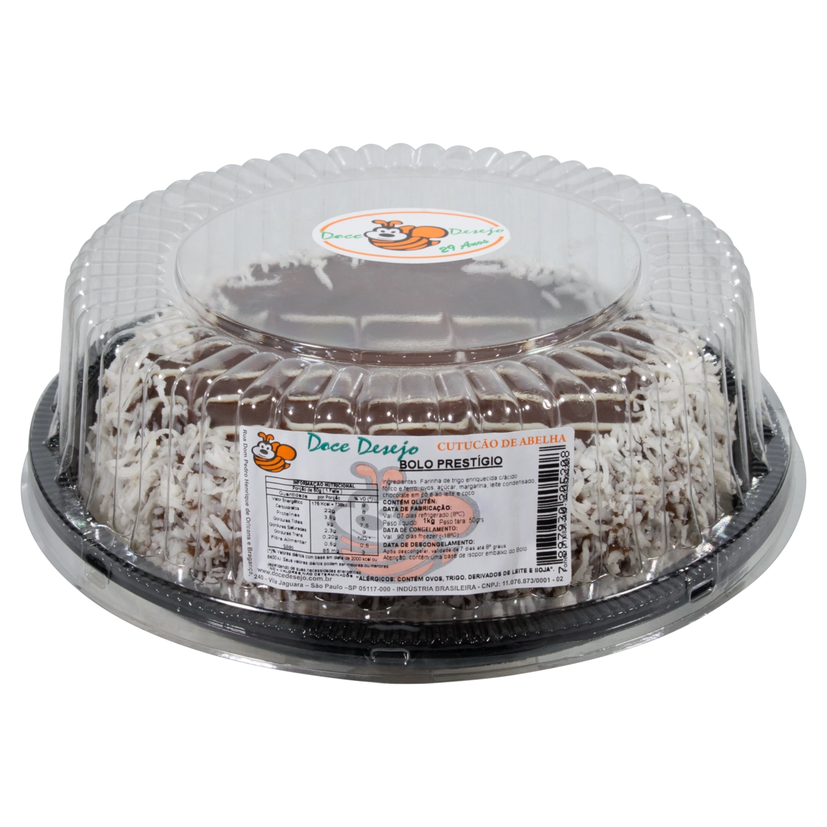 Bolo Congelado Prestígio Doce Desejo Cutucão De Abelha Bandeja 1kg