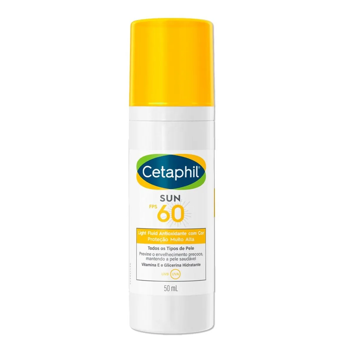 Protetor Solar Facial Cetaphil FPS 60 Sun Light Fluid com Cor 50ml