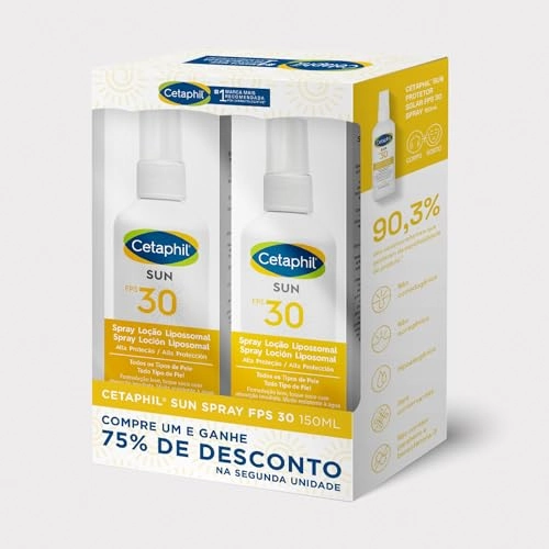 Pack Protetor Solar Loção Toque Seco Fps 30 Cetaphil Sun Caixa 2 Unidades 150ml Cada Spray Grátis 75