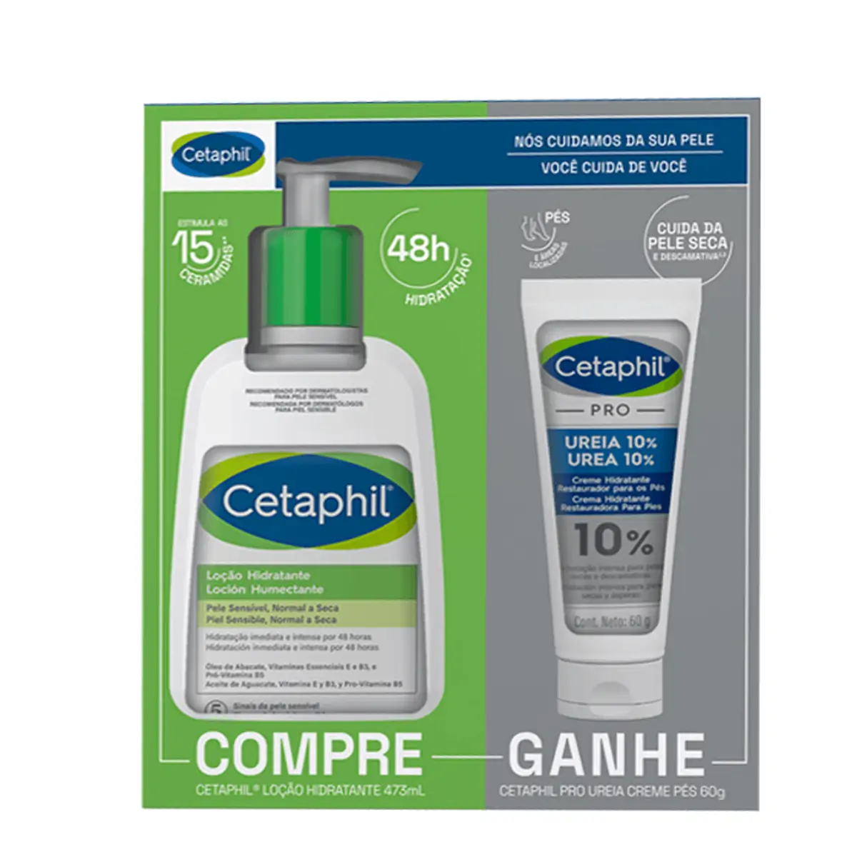 Kit Loção Hidratante Cetaphil 473ml Grátis Ureia 10 Creme Pés Pro 60g