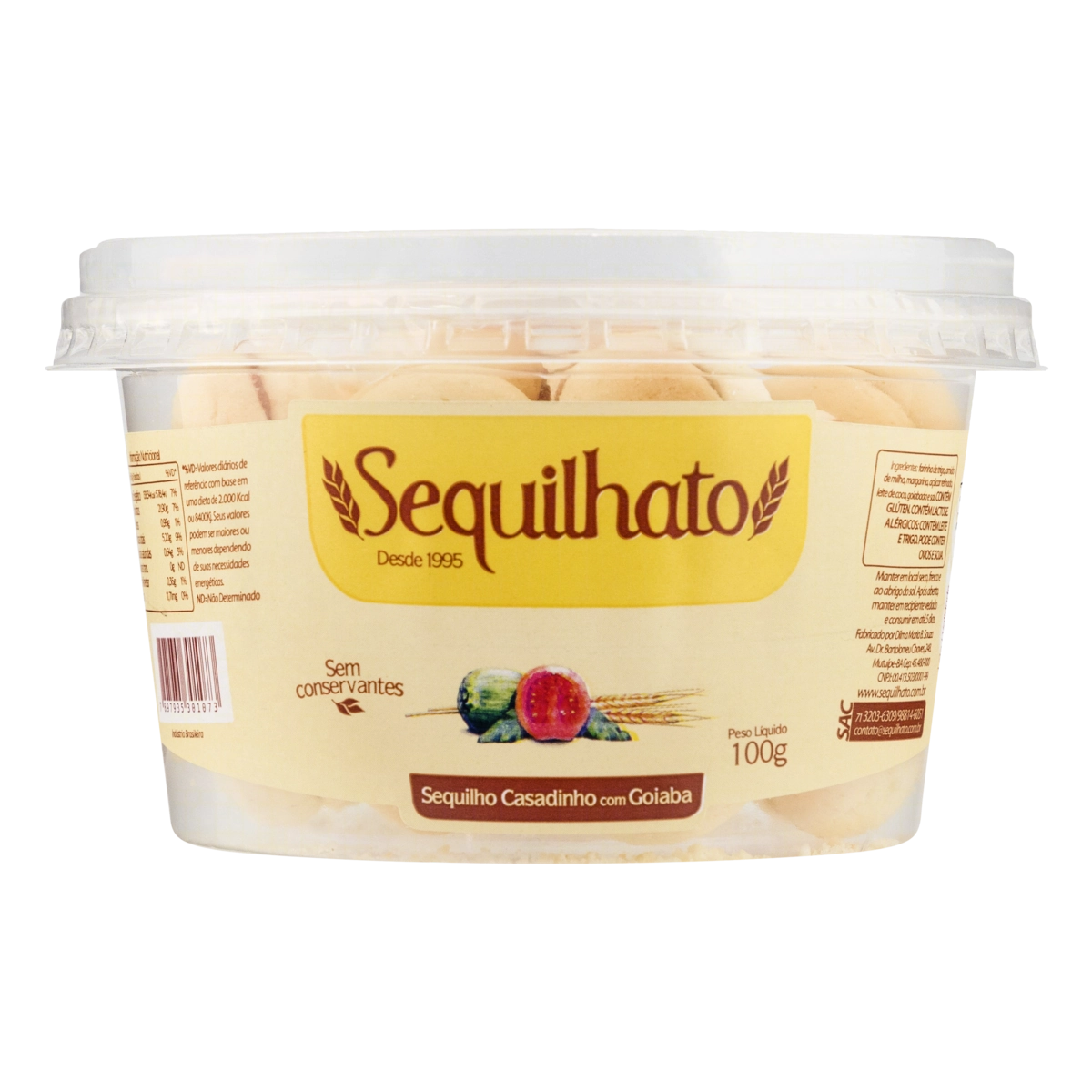 Biscoito Sequilho Casadinho Com Goiaba Sequilhato Pote 100g