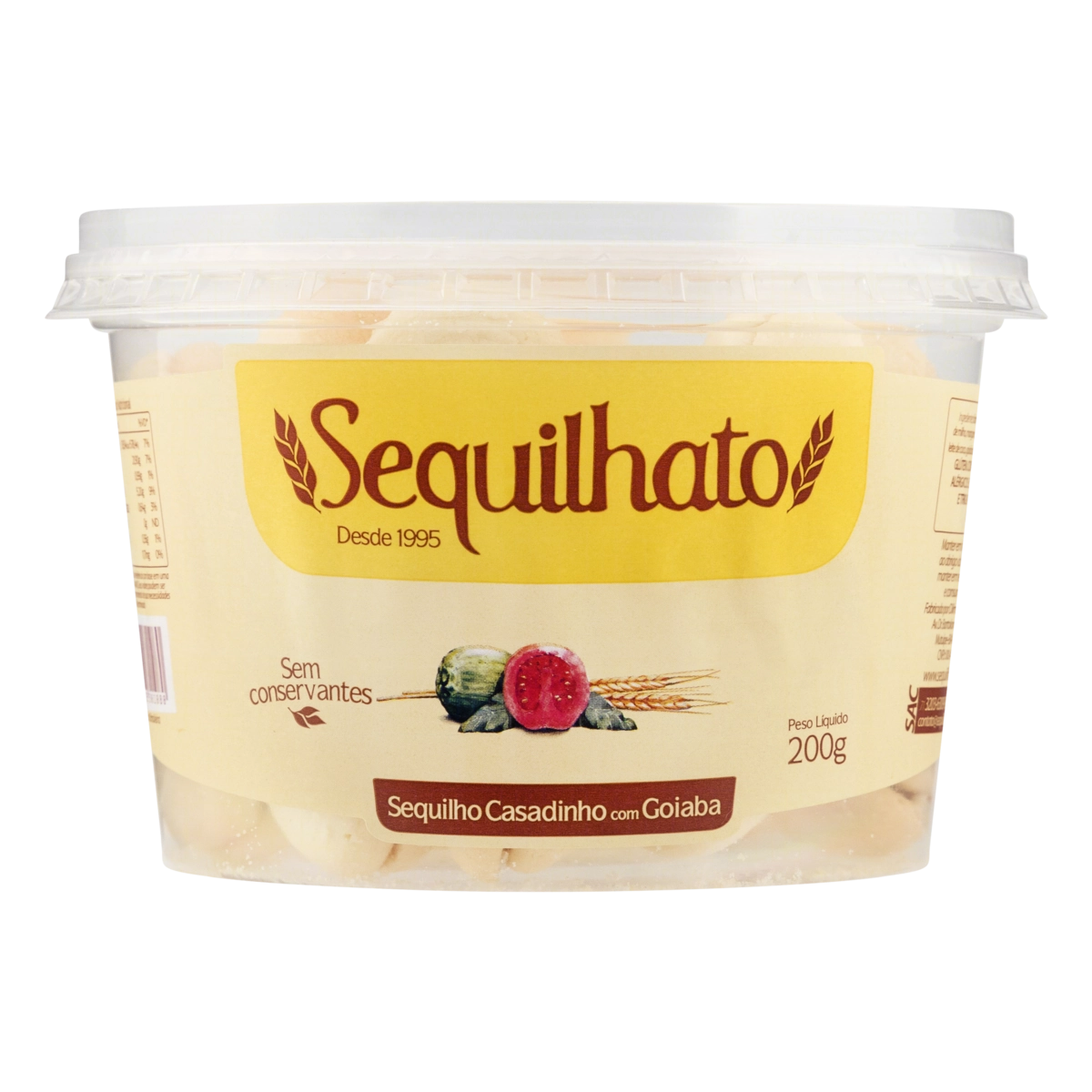 Biscoito Sequilho Casadinho Com Goiaba Sequilhato Pote 200g