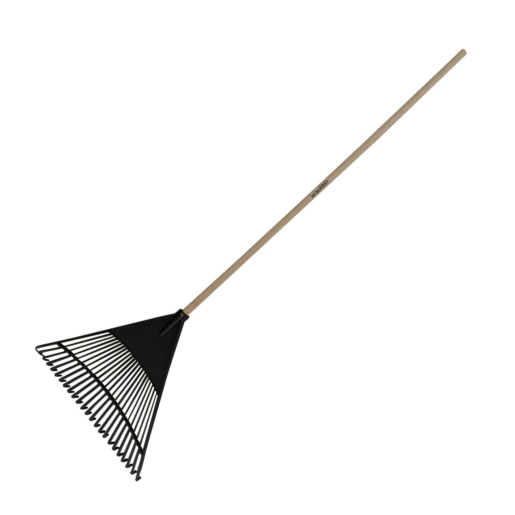 Vassoura de Jardim Plástico com Cabo Madeira 4x51x150cm 22 dentes Momfort