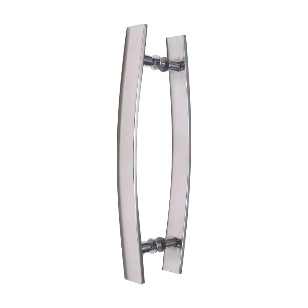 Puxador De Porta 80cm X 38mm Alumínio 7012 Curvo Barra Chata Cromado