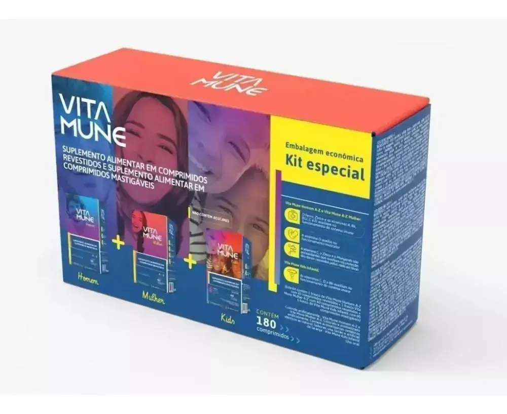 Kit Especia Vita Mune Az Homem + Mulher + Kids 180cpr Cimed