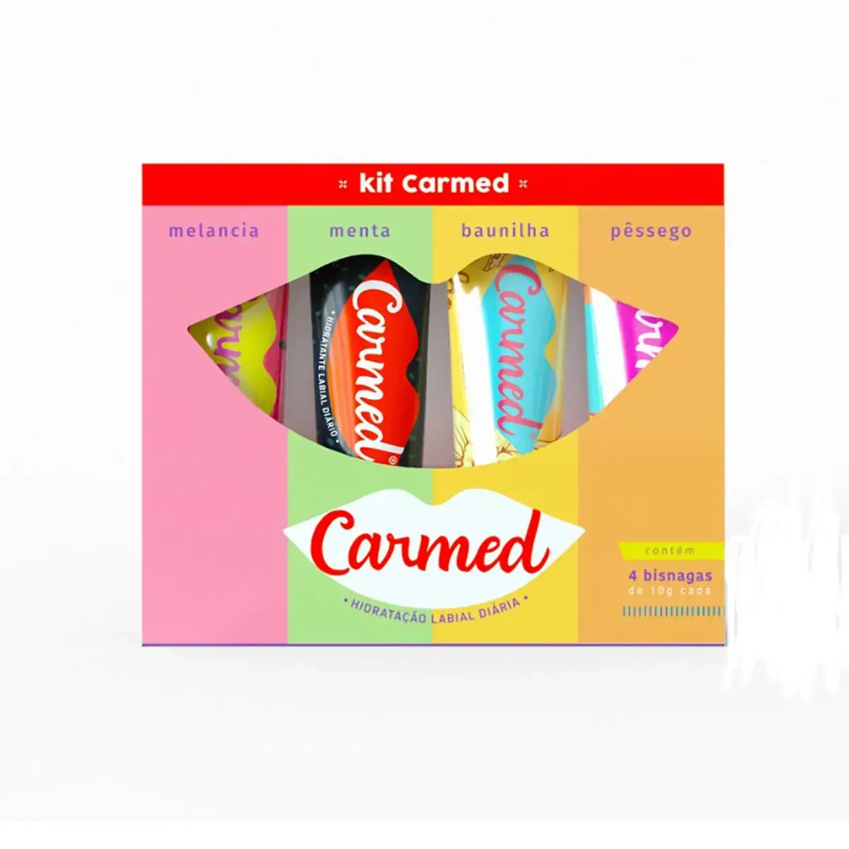 Kit Hidratante Labial Carmed com 4 Sabores Sortidos com 10g