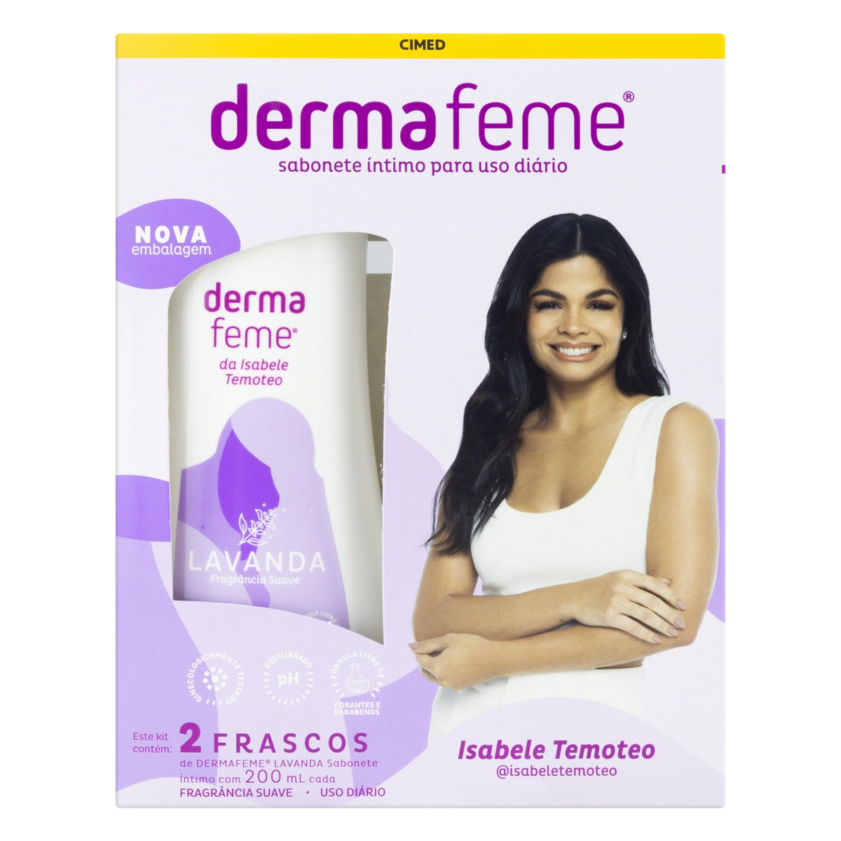 Pack Sabonete Líquido Íntimo Suave Lavanda Dermafeme Frasco 2 Unidades 200ml Cada
