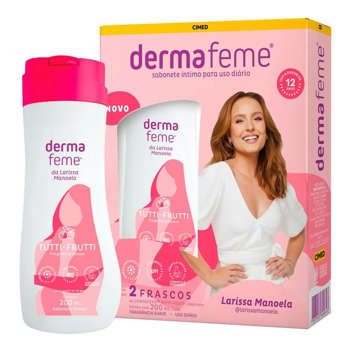 Pack Sabonete Líquido Íntimo Suave Tutti-Frutti Dermafeme Frasco 2 Unidades 200ml Cada