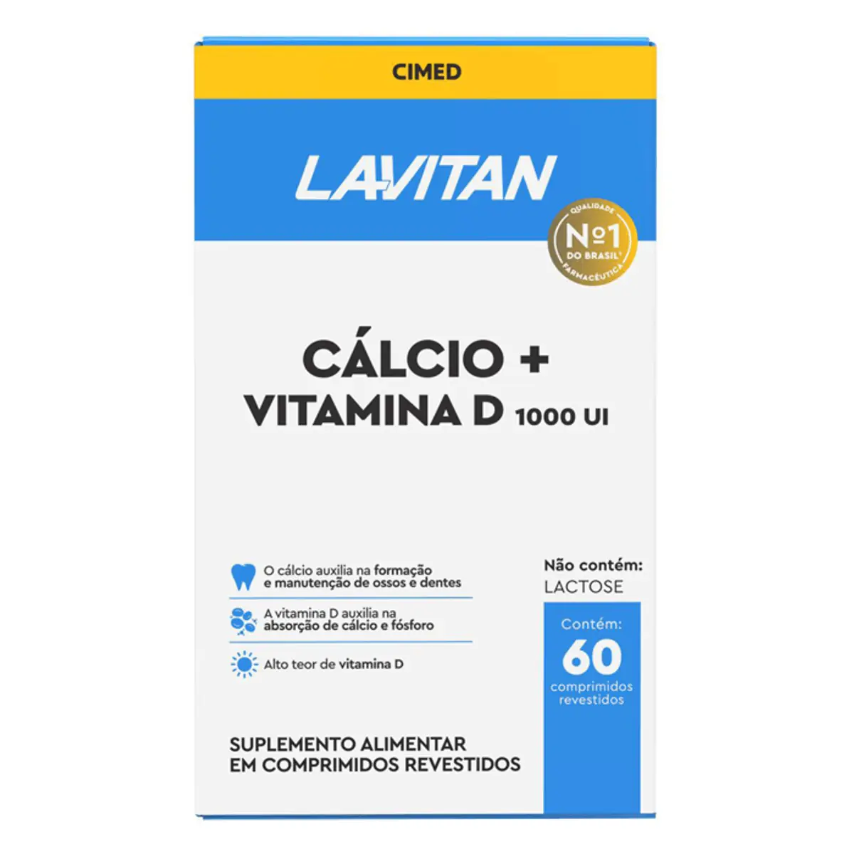 Suplemento Alimentar Lavitan Cálcio + Vitamina D 1000 UI 60 Comprimidos