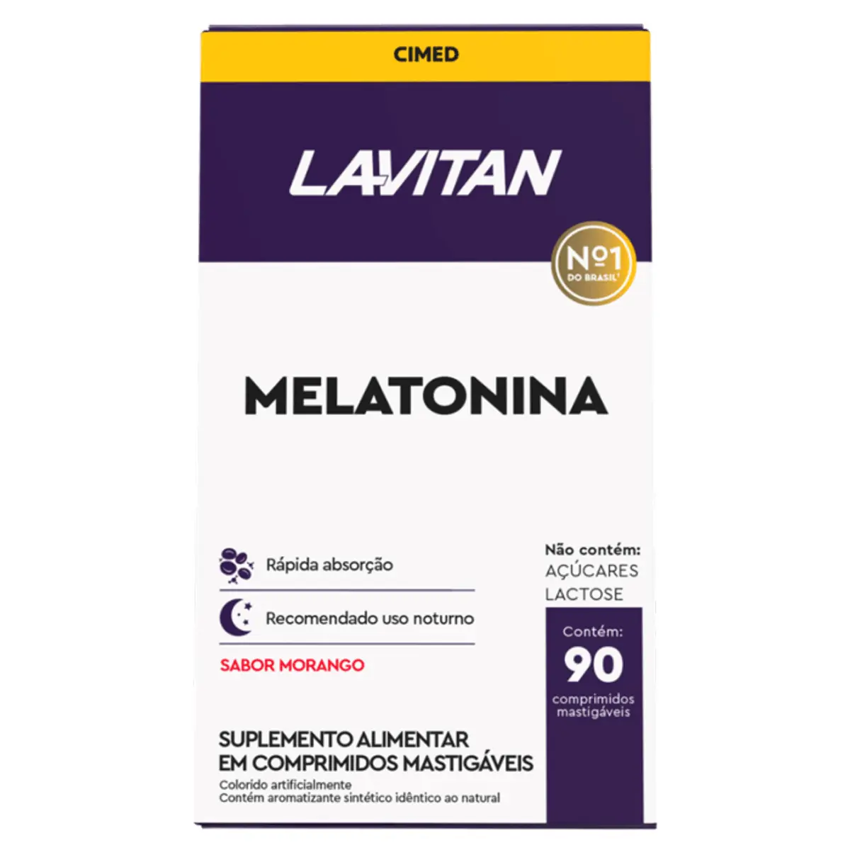 Suplemento Alimentar Melatonina Lavitan Morango 90 Comprimidos Mastigáveis