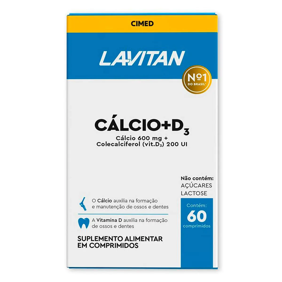 Suplemento Alimentar Lavitan Cálcio 600mg + Vitamina D 200UI 60 Comprimidos