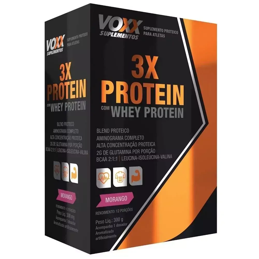 WHEY 3X PROTEIN PO SACHE 300G SABOR MORANGO