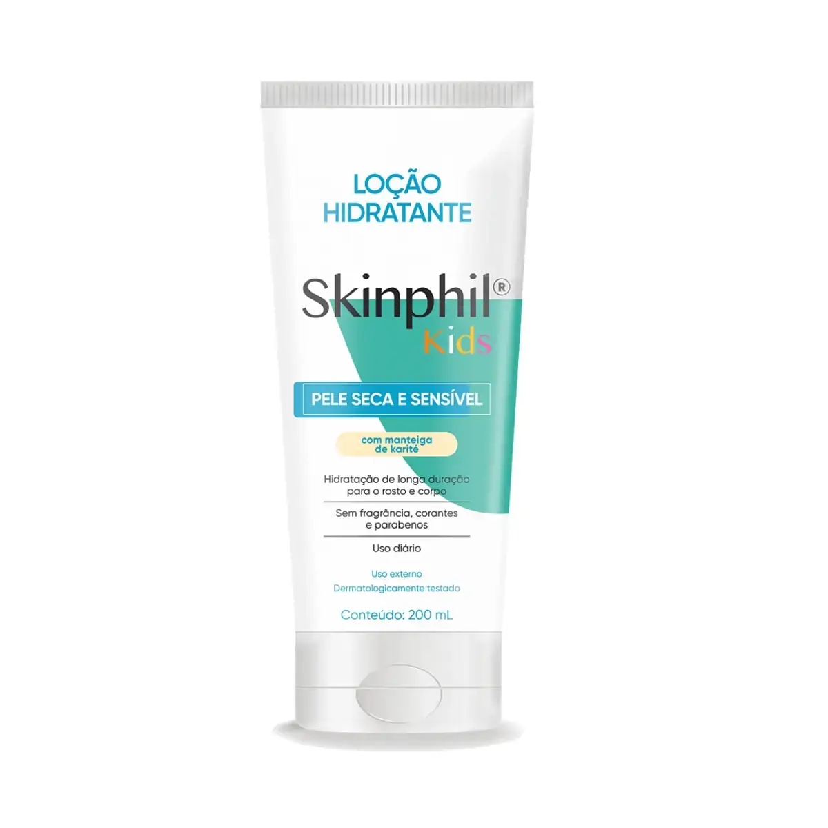 Loção Hidratante Corpo E Rosto Sem Perfume Skinphil Kids Bisnaga 200ml