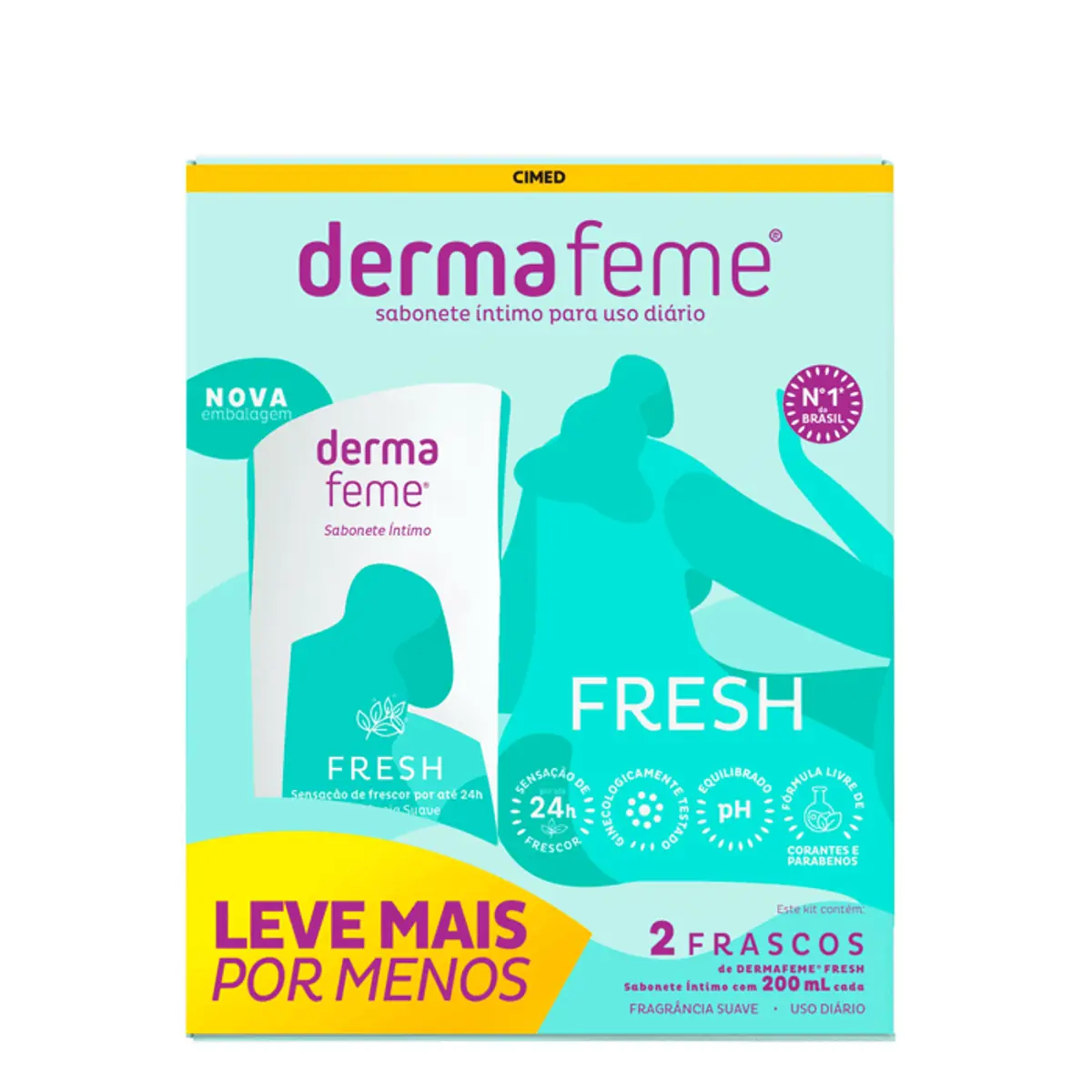 Sabonete íntimo Dermafeme Fresh com 2 unidades de 200 ml