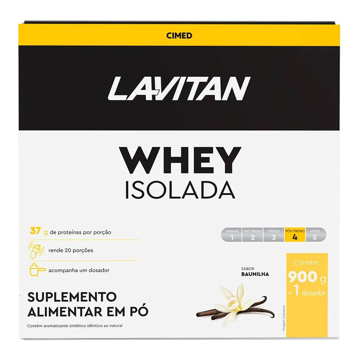 Suplemento Alimentar Whey Isolado em Pó Lavitan Baunilha 900g + Dosador