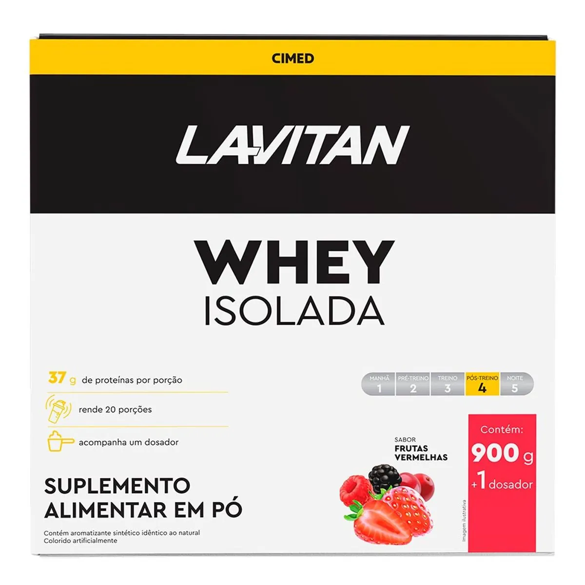 Suplemento Alimentar Whey Isolado em Pó Lavitan Frutas Vermelhas 900g + Dosador