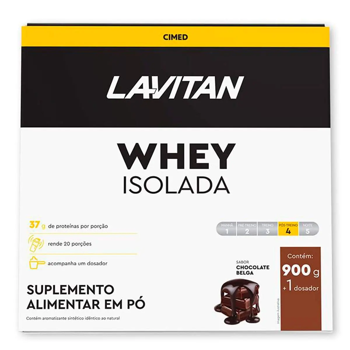 Suplemento Alimentar Whey Protein em Pó Lavitan Chocolate 900g + Dosador