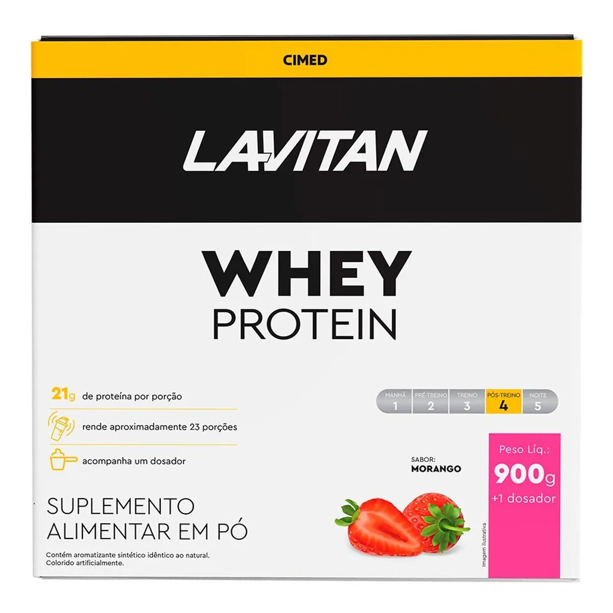 Suplemento Alimentar Whey Protein em Pó Lavitan Morango 900g + Dosador