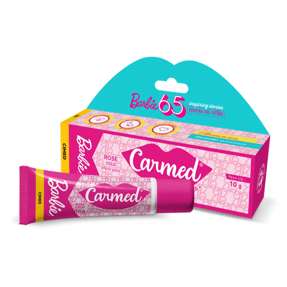 Hidratante Labial Rose Gold Barbie 65 Carmed Caixa 10g