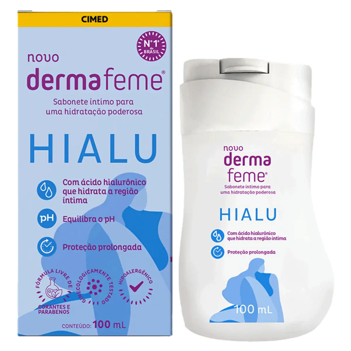 Sabonete Líquido íntimo Dermafeme Hialu Caixa 100ml